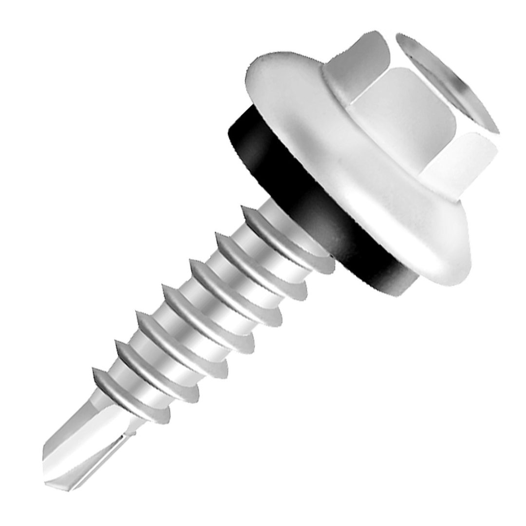 PARAFUSO SEXT.FLANGEADO PON.BROCA NO.1 C/AR EPDM RI AC N.12 X 7/8 ZINCADO BRANCO